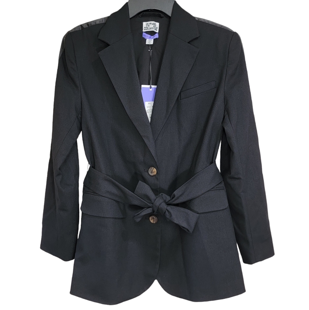 Future Collective Kahlana Barfield Brown NWT Oversized Black Blazer Size XXS